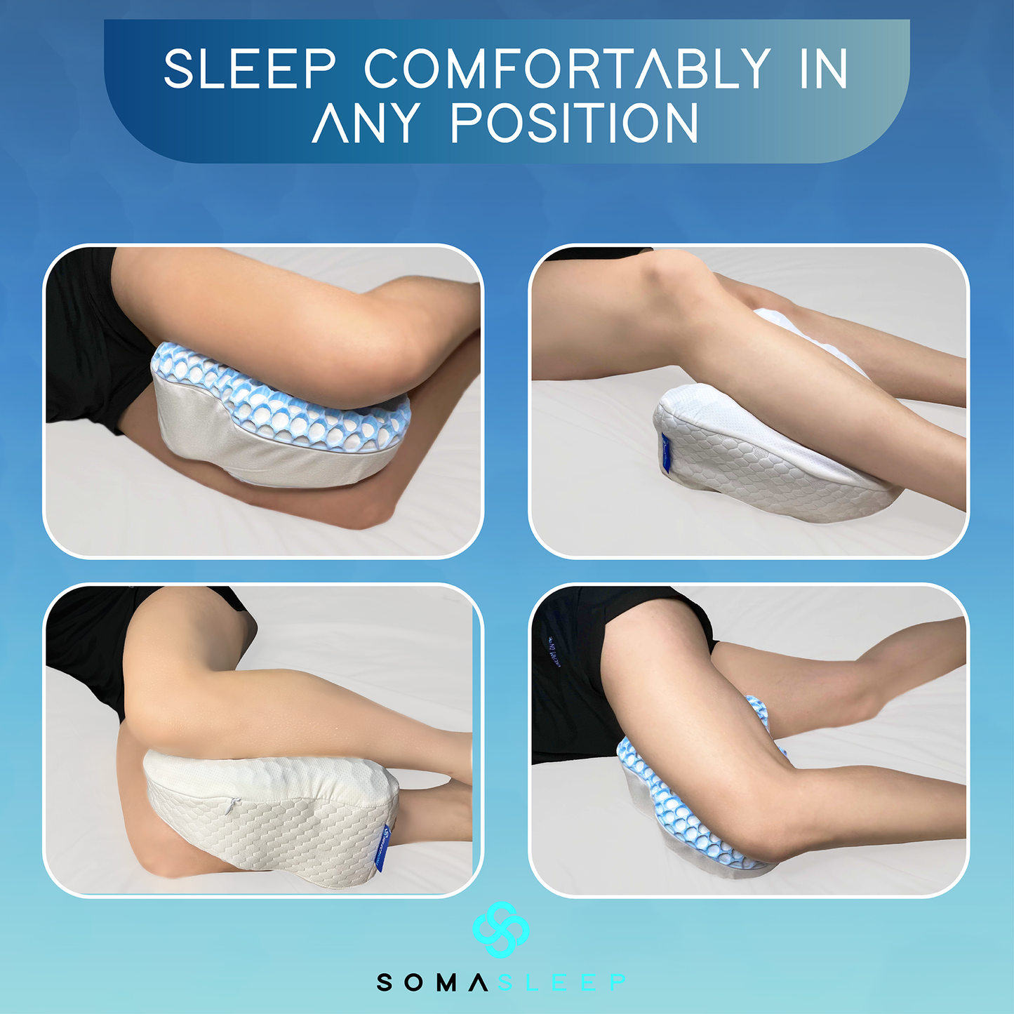 Knee Leg Pillow for Side Sleepers Memory Foam Sleep Cushion Back