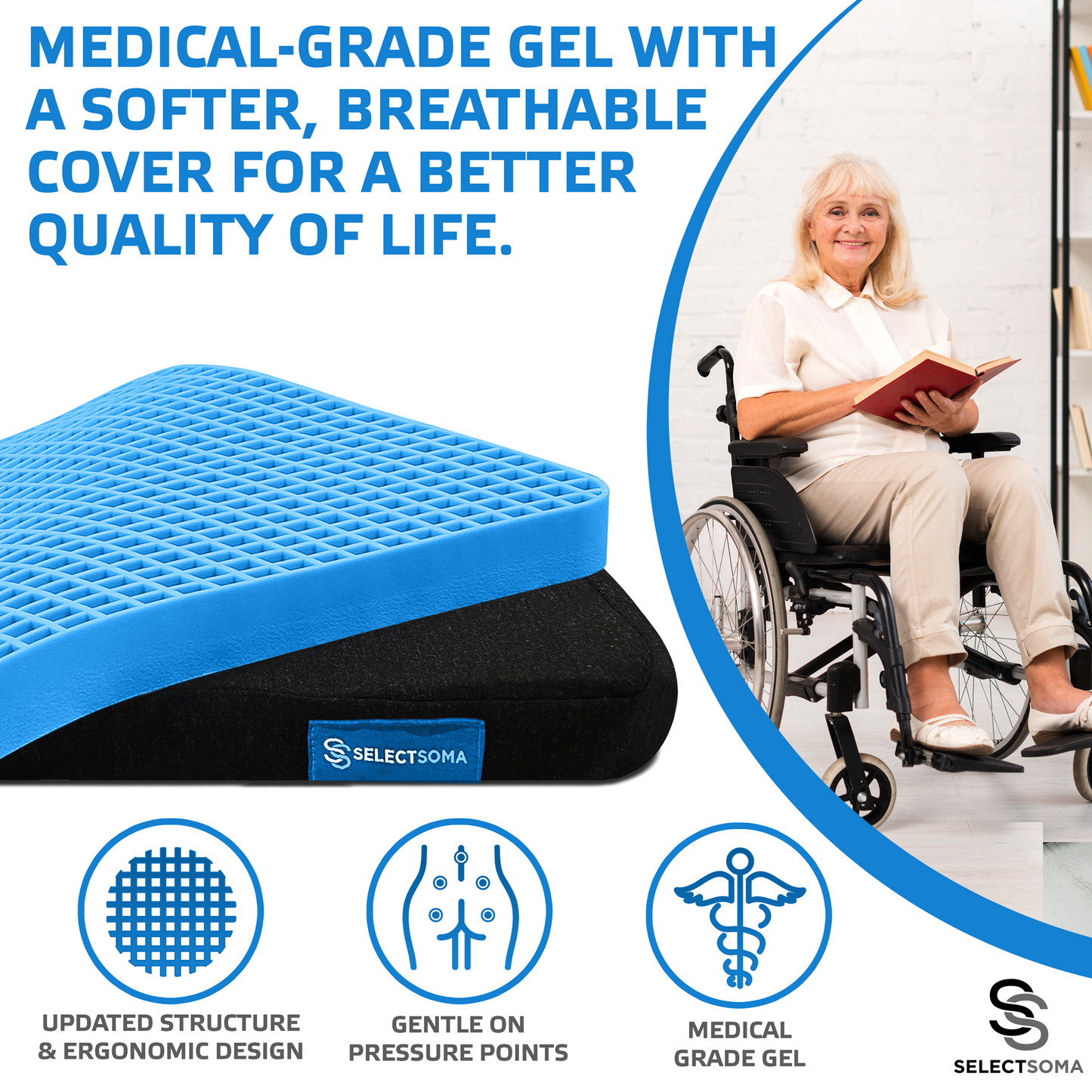 Gel Seat Cushion for Lower Back Pain Pressure Relief Wheelchair